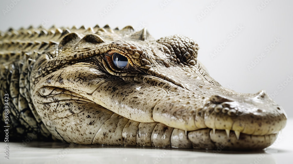 Fototapeta premium Crocodile, white background. Generative AI