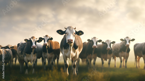 Wallpaper Mural a herd of dairy cows standing in a field Generative AI Torontodigital.ca