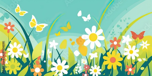 Illustration with flowers a...
