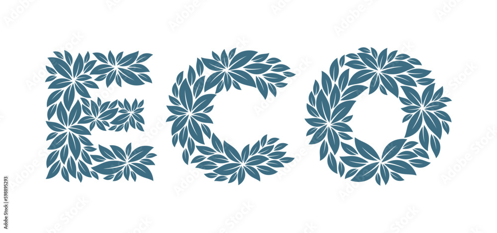 Vector text ECO formed by leaves. Isolated on white background. Vector text ECO formed by leaves. Isolated on white background.