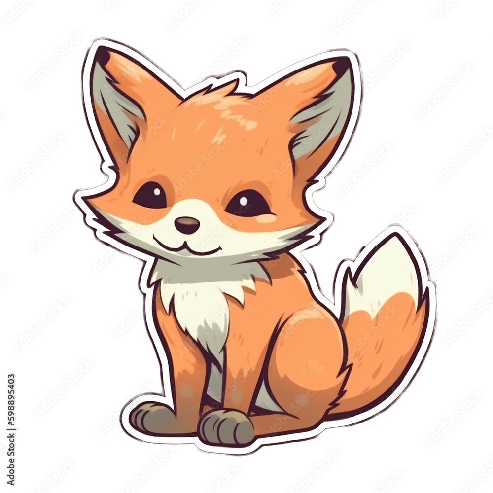 red fox cartoon sticker