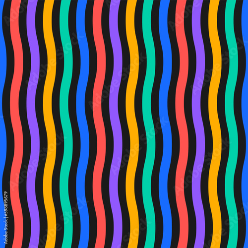 Seamless pattern with colorful vertical wavy stripes