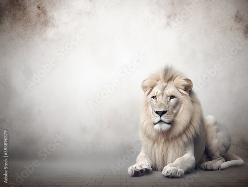 illustrazione di fondale con lieve texture contenente un leone bianco simbolo di potenza, ideale per manipolazione fotografica , inserimento prodotto o persona, creato con ai