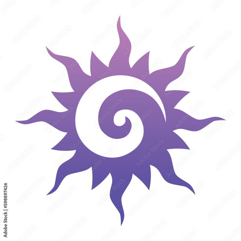 Abstract sun sign with a swirl inside Abstract sun sign with a swirl inside