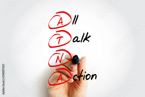 ATNA All Talk No Action - saying that one will do something but then not doing it, acronym concept background photo