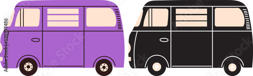 car in doodle style and silhouette isolated vector