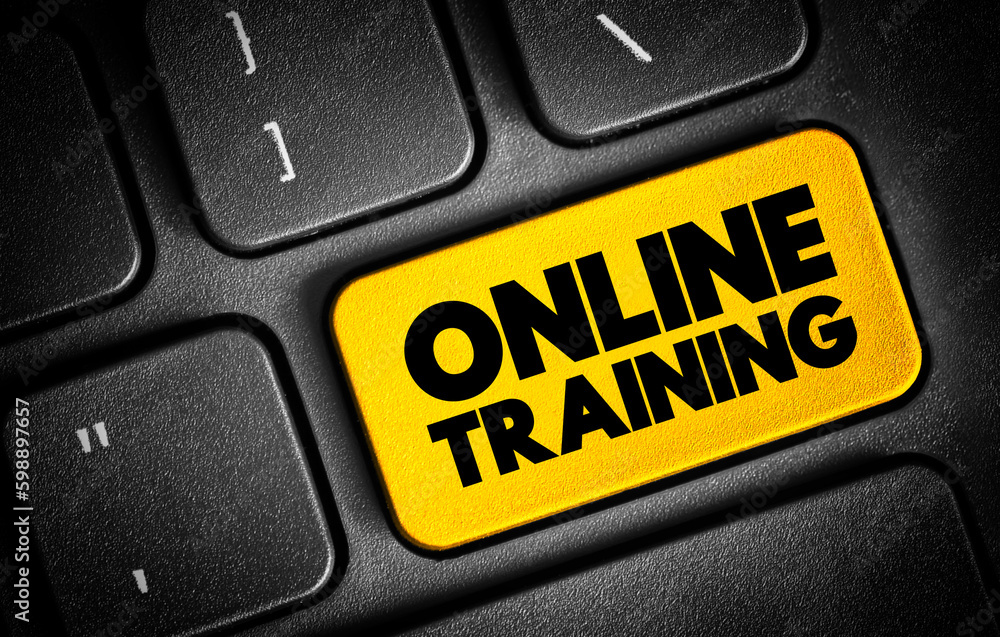 Fototapeta premium Online Training text button on keyboard, concept background