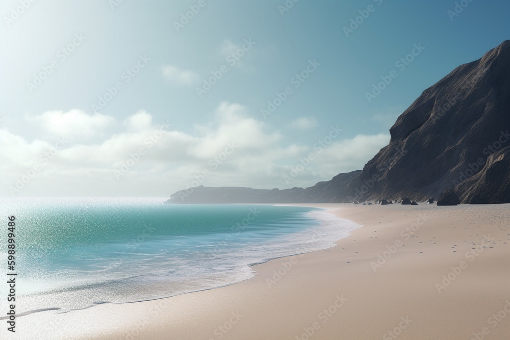 A minimalist landscape with a scenic coastal or beach region, Generative AI