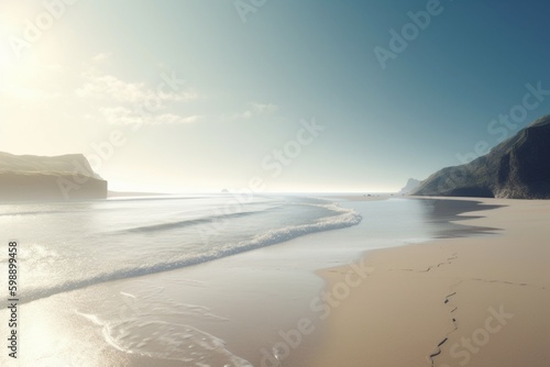 A minimalist landscape with a scenic coastal or beach region  Generative AI