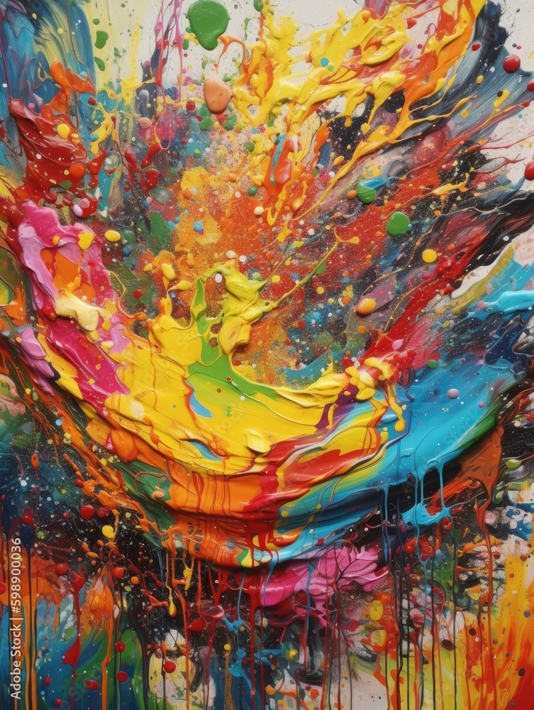 Fototapeta premium explosion fluid art composition is based on an abstract photograph and features a bright and lively color scheme