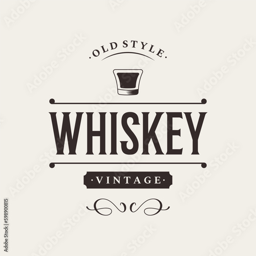 Vintage premium whiskey logotype label with hand lettering. for drinks , rum, pub, company.