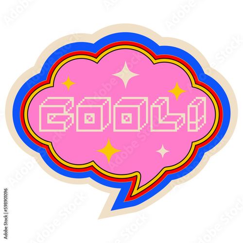 Cool from 2000. Vector illustration of y2k, 2000s, 1990s,  graphic design. Comic element for sticker, poster, graphic tee print, bullet journal cover, card. Bright colors	