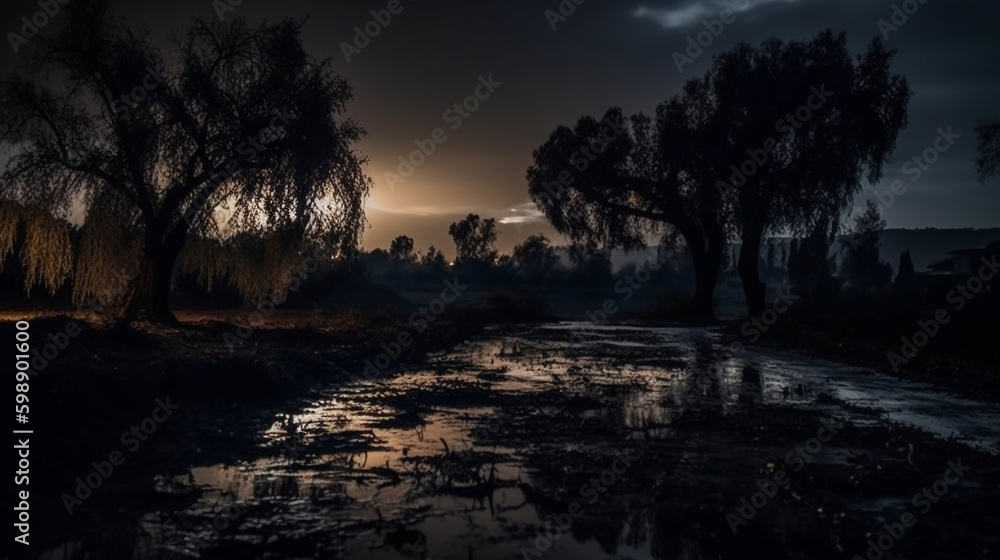 Fototapeta premium darkness landscape. Generative AI