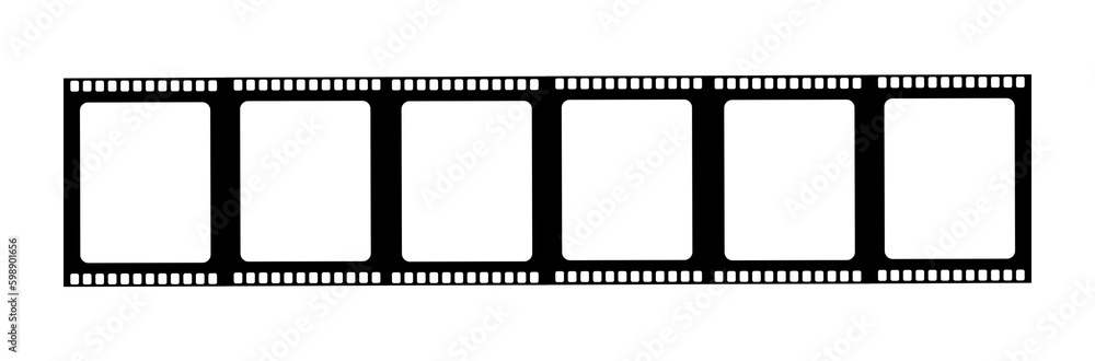 Six pictures film strip texture with blank space, png isolated background