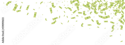 Green Money Vector White Panoramic Background.