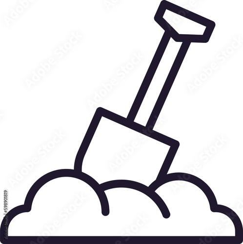 Shovel concept. Modern outline high quality illustration for banners, flyers and web sites. Editable stroke in trendy flat style. Line icon of shovel
