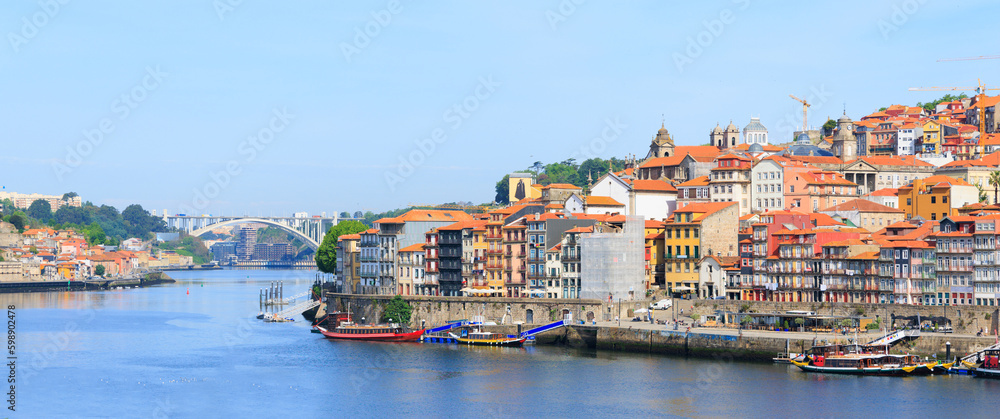 Portugal Old City Skyline on the Douro River- Porto