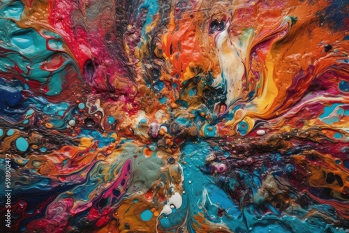 explosion fluid art composition is inspired by an abstract photograph and showcases a rich and bold color palette