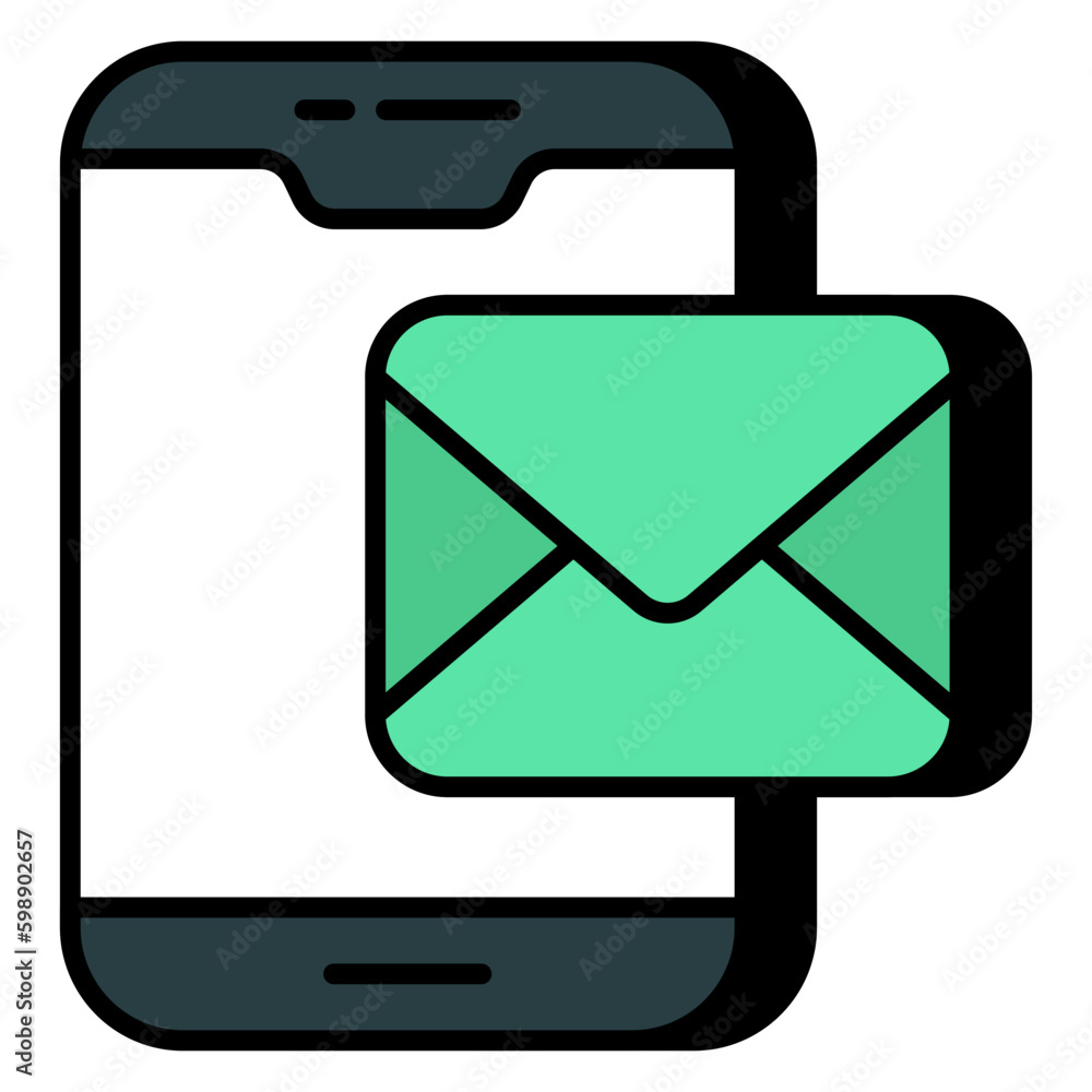 Conceptual flat design icon mobile mail Conceptual flat design icon mobile mail