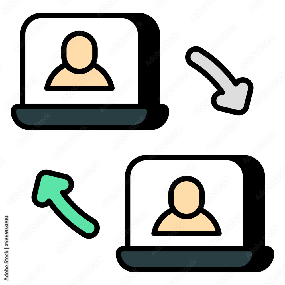A flat design icon of video call transfer A flat design icon of video call transfer