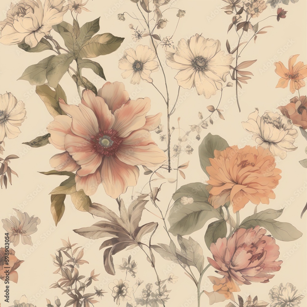 Background with flowers. Aesthetic style floral Background with flowers. Aesthetic style floral