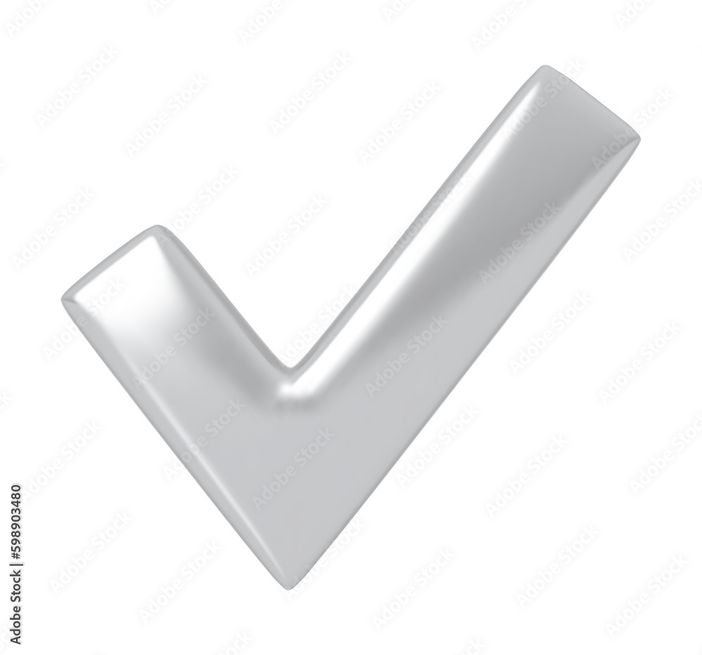 Silver check mark icon or symbol with 3D effect. Png clipart isolated cut out on transparent background Silver check mark icon or symbol with 3D effect. Png clipart isolated cut out on transparent background