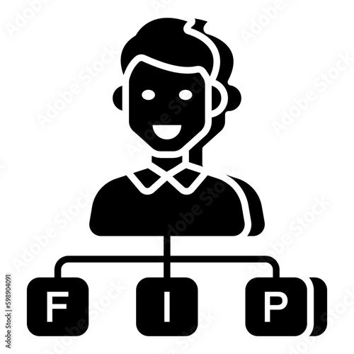 A solid design icon of personal network 
