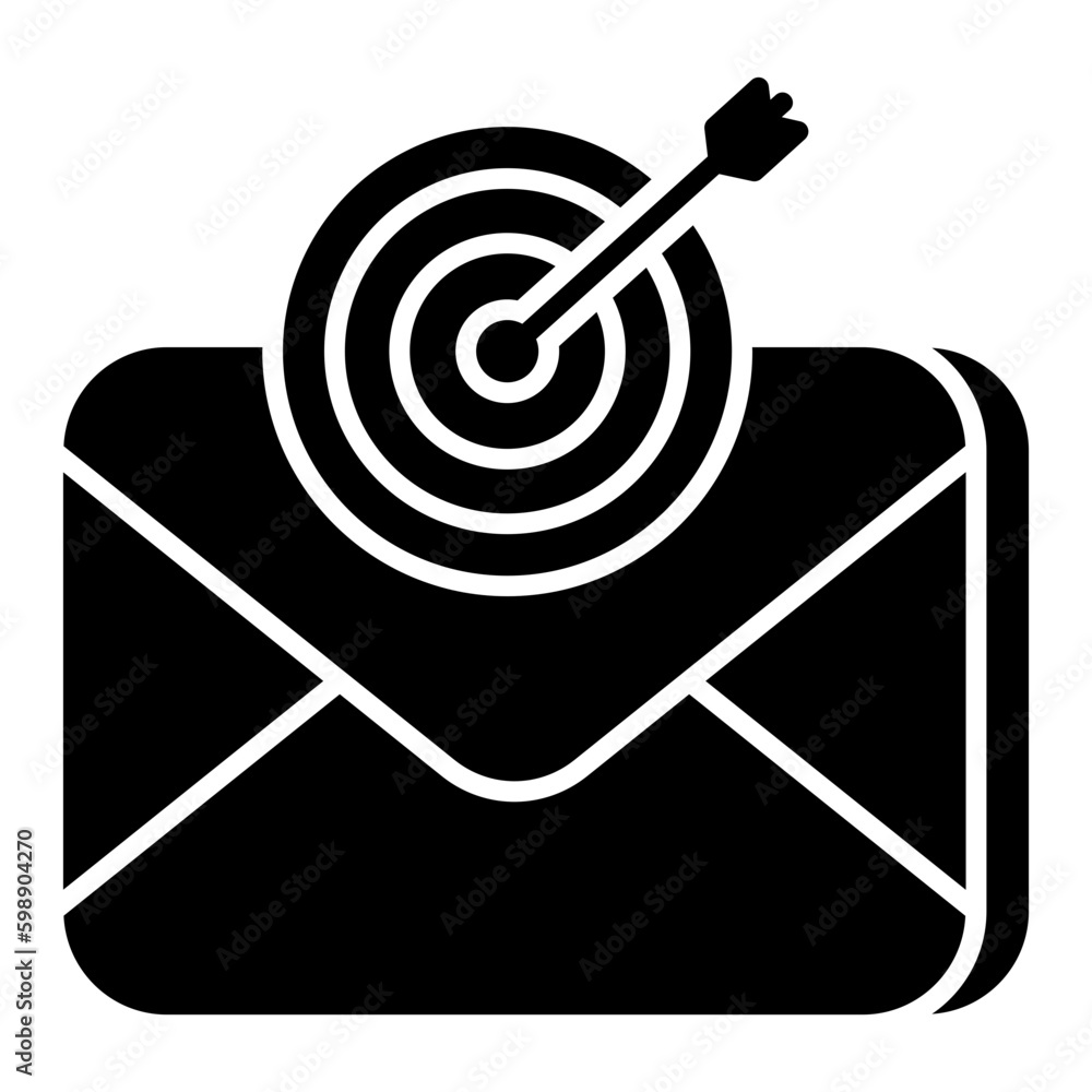 Conceptual solid design icon target mail Conceptual solid design icon target mail