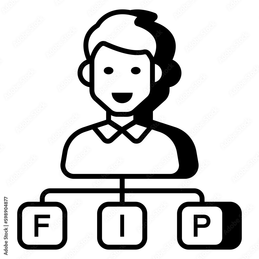A linear design icon of personal network A linear design icon of personal network