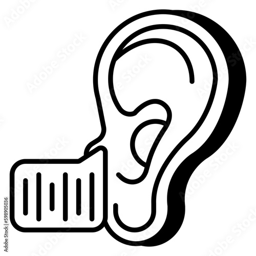 Human auditory organ icon, linear design of listening 