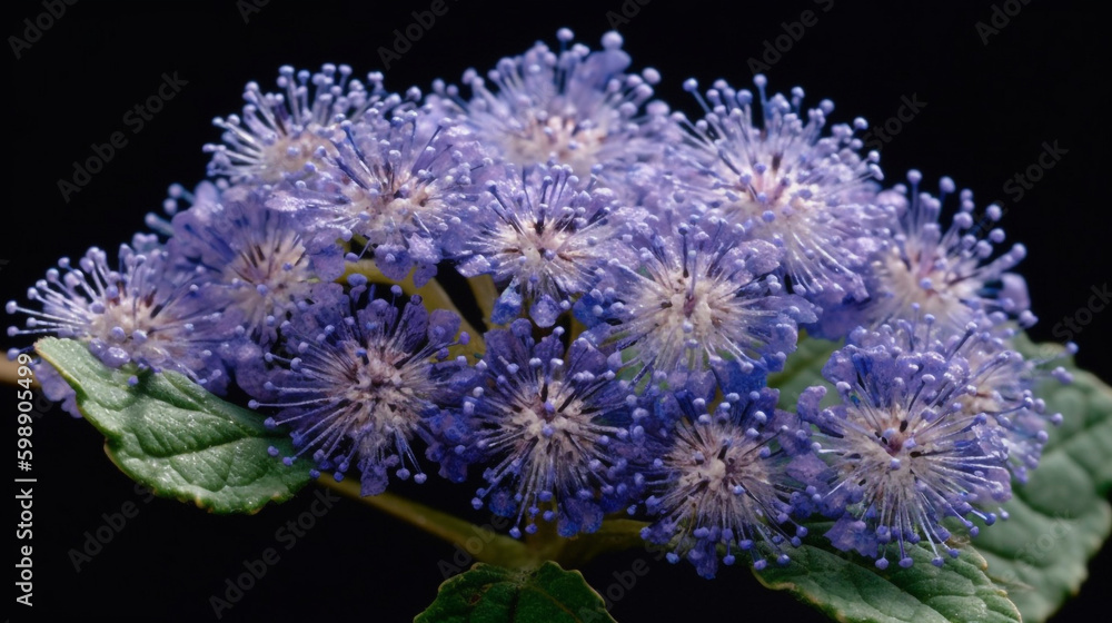 Ageratum conyzoides flower. Generative AI Ageratum conyzoides flower. Generative AI