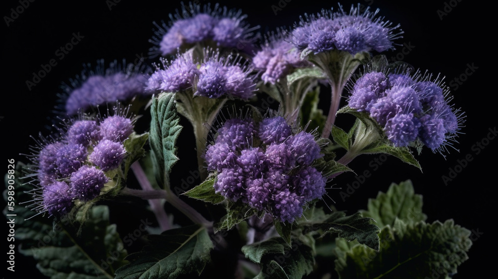 Ageratum conyzoides flower. Generative AI Ageratum conyzoides flower. Generative AI