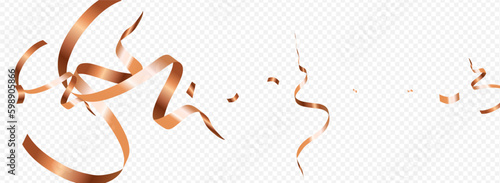 Gold Ribbon Party Vector Panoramic Transparent