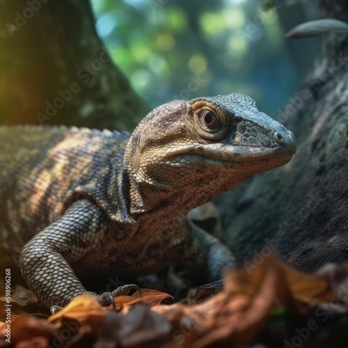 Monitor lizard in natural habitat  generative AI 