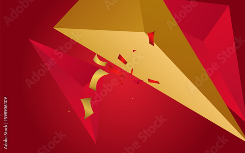 Golden Pyramid Modern Vector Pink Background.