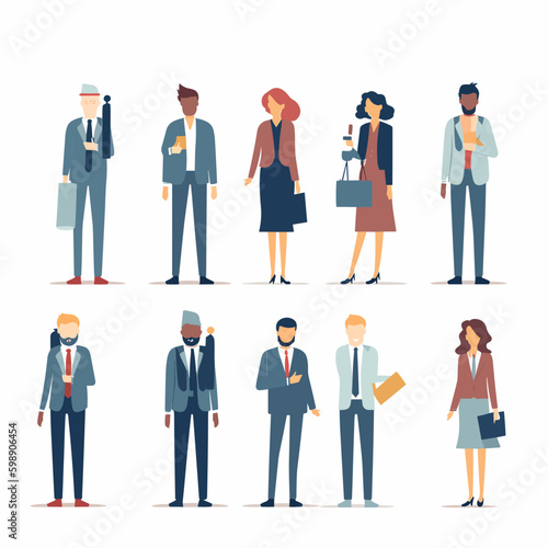 Diverse workplace flat vector illustration