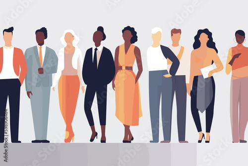 Diverse workplace flat vector illustration