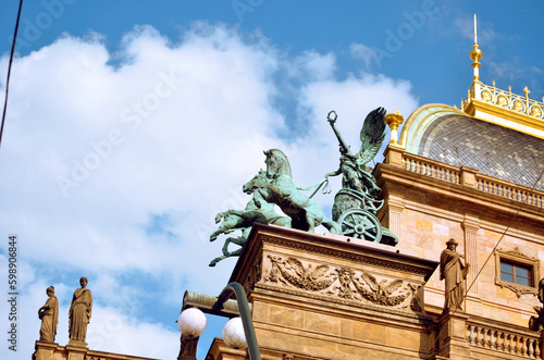 A statue of a horse and a man on a horse Prague photo