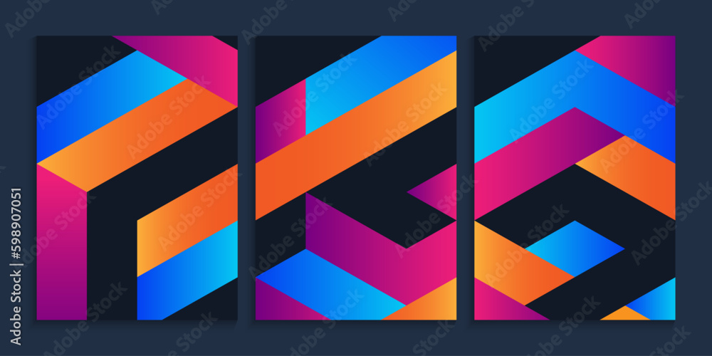 Geometric cover design with gradient rectangular shapes