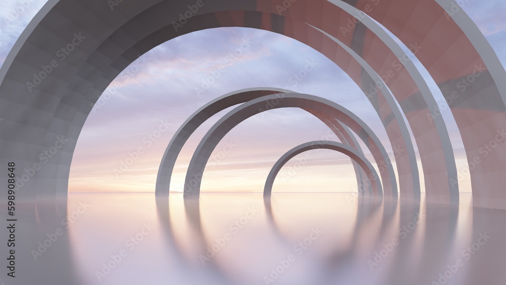 Naklejka premium Abstract architecture background arched interior 3d render