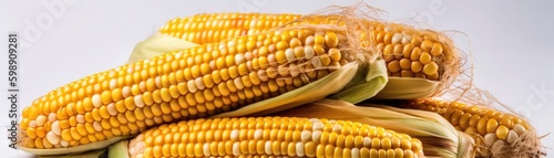 Pile Of Corn On A White Background. Generative AI photo