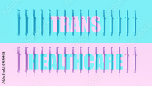 Trans Health Care Blue Pink Transgender Health Gender Syringe Hormone Drugs Patient Care 3d illustration render digital rendering