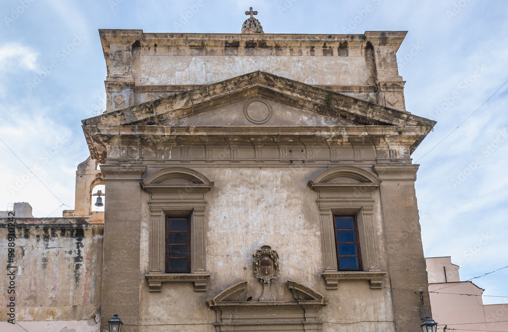 Facade of Forty Martyrs of Pisa Church in old part of Palermo, capital of Sicily Island, Italy