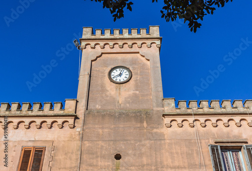 Clock tower in Salemi town located in south-western part of Sicily Island, Italy photo