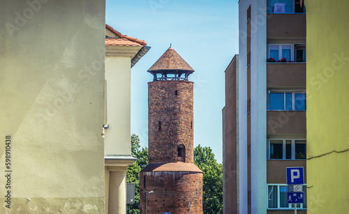 Powder Tower in Gryfice town, view from Lesna Street, West Pomerania region of Poland photo