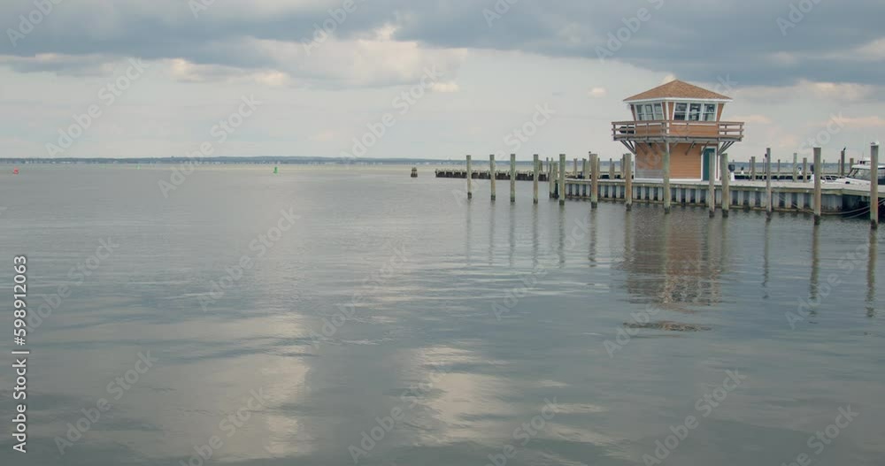 Quiet Island Dock with Tower on Overcast Day Overlooking the Great South Bay of Fire Island Quiet Island Dock with Tower on Overcast Day Overlooking the Great South Bay of Fire Island