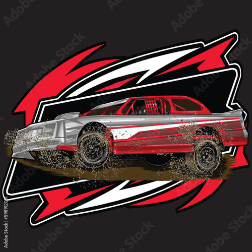 dirt splash racing illustration isolated in black background for poster, t-shirt, graphic design, business element, and card