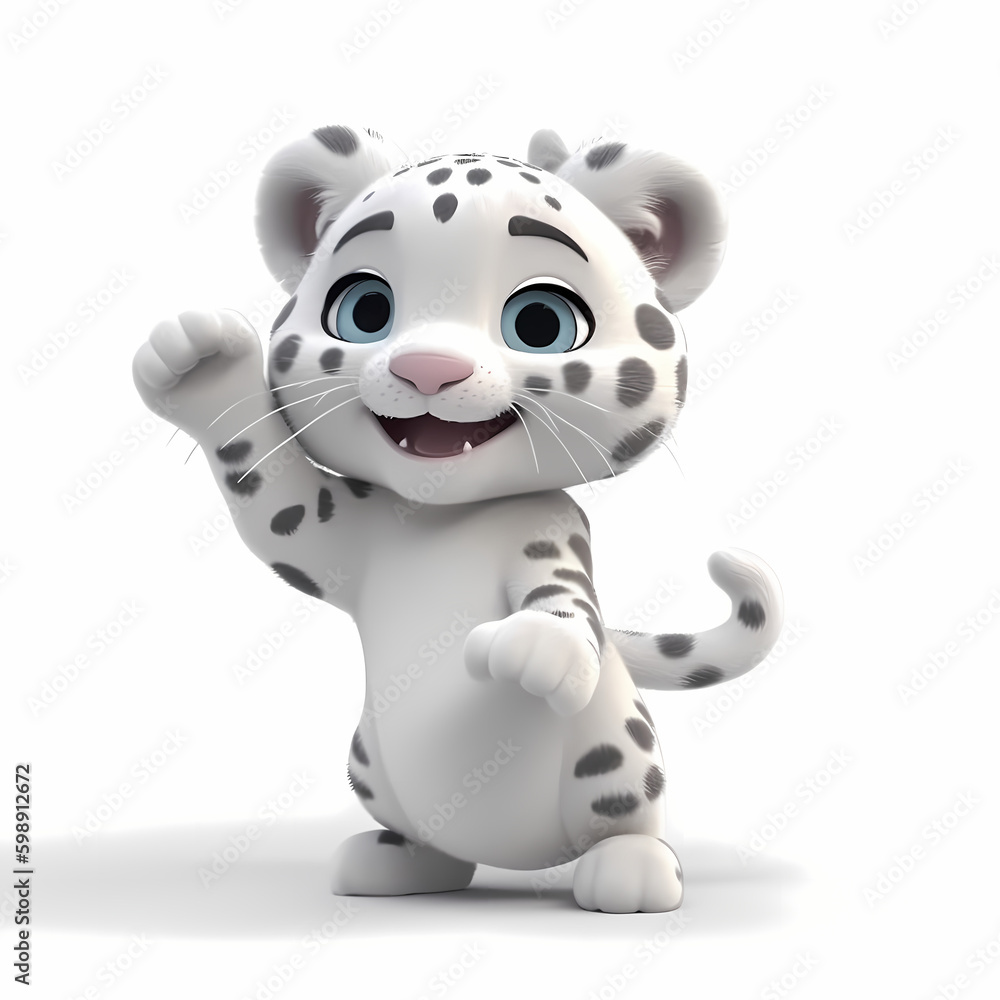 Naklejka premium Snow Leopard 3D. Generative AI