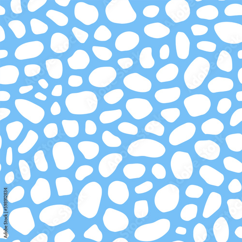 Blue seamless pattern with white pebbles