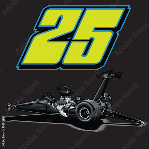 black drag race illustration isolated in black background for poster, t-shirt, graphic design, business element, and card